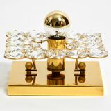 Small 70s Palwa brass ceiling or wall lamp with faceted crystal stones