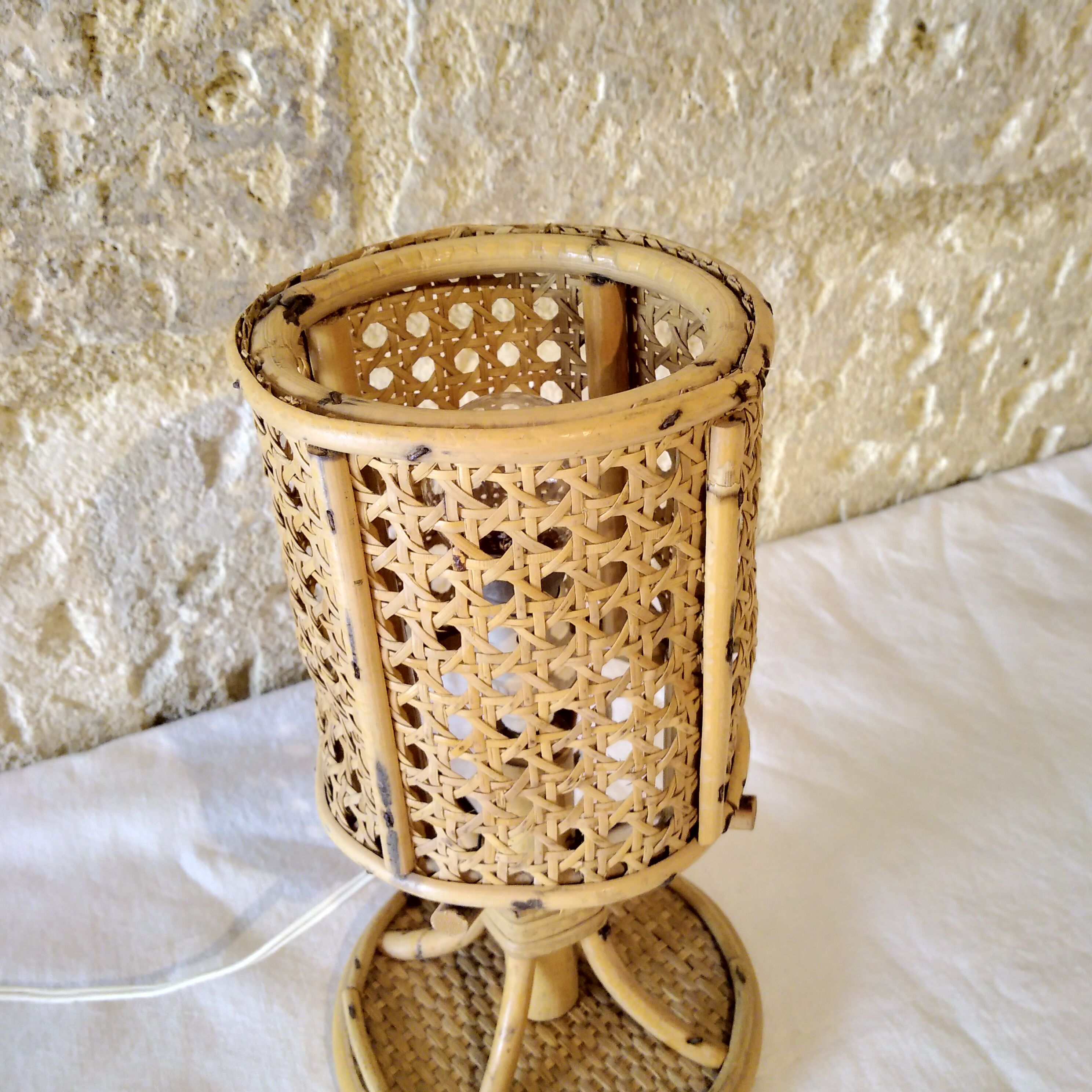 Rattan and caning lamp, 1960
