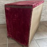 19th century Napoleon III chest, wood and red velvet
