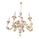 Florentine chandelier in carved wood with polychrome patina.