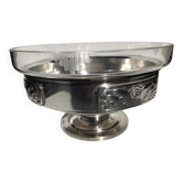 Coupe art déco métal argenté et verre taillé