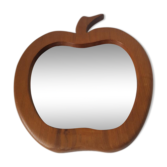 Apple shaped wooden mirror, design 70's, 55x60cm
