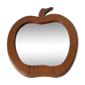 Miroir bois forme pomme, design années 70, 55x60cm