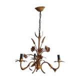 Gold metal chandelier with ear of wheat decor