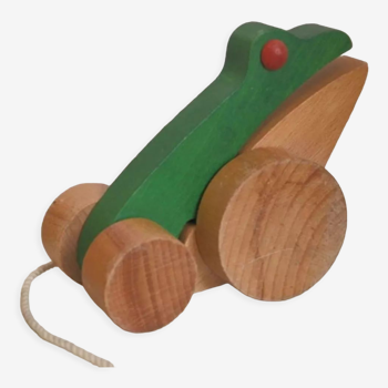 Vintage pulling frog wooden toy