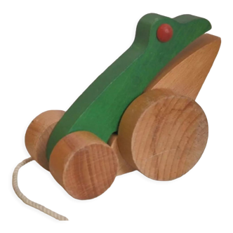 Vintage pulling frog wooden toy