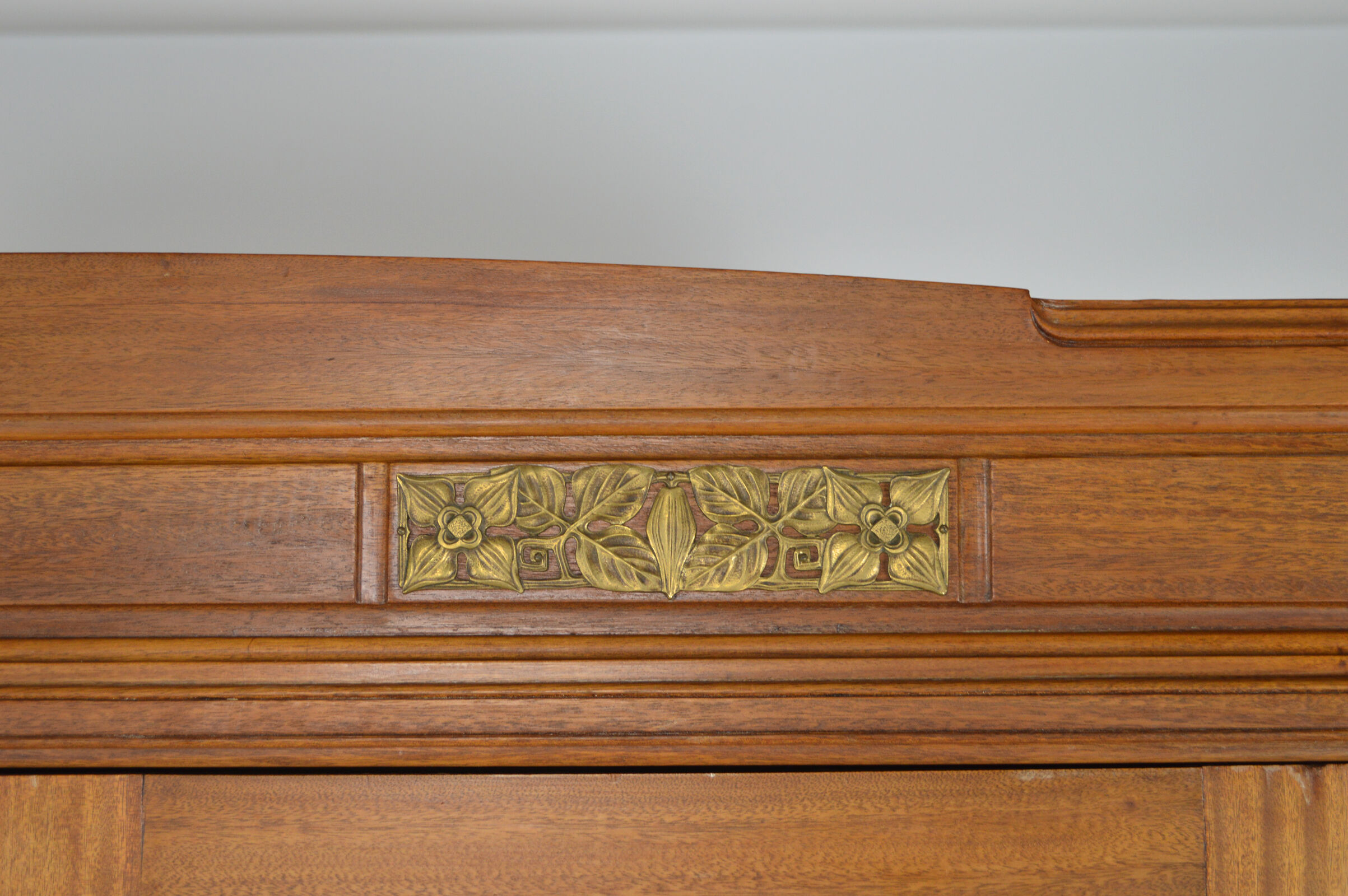 Art Nouveau wardrobe by Mathieu Gallerey in mahogany, model with Clematis, circa 1920