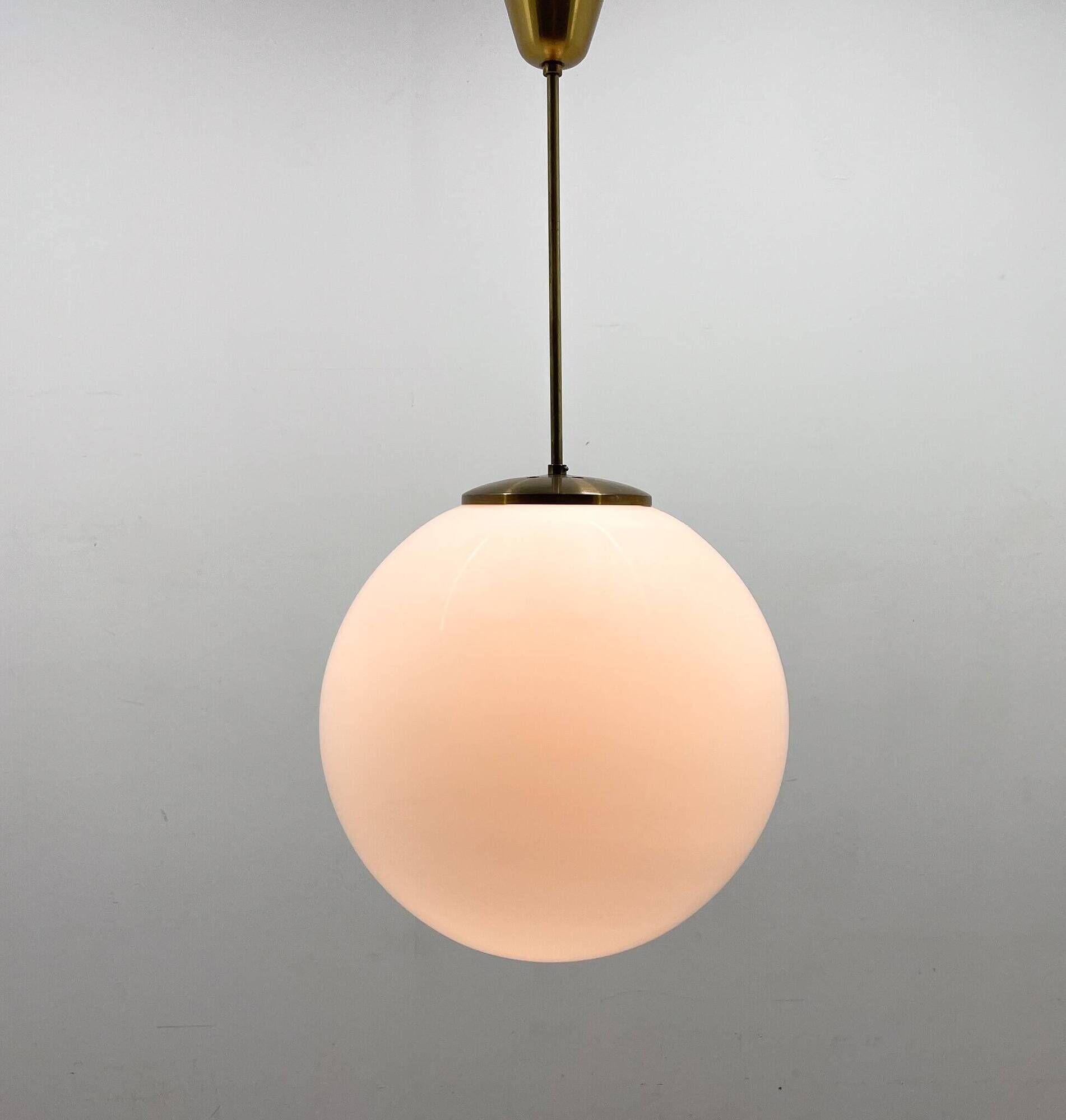 Large milk glass pendant light by kamenicky senov