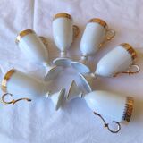 6 tall cups - Empire style - white and gold Limoges porcelain