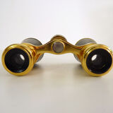 Former pair of theatre binoculars, opera B B Paris brass and leather