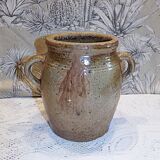 France 1930 - Antique glazed stoneware pot with handles - French countryside