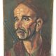 Portrait oil on wood man with the gun