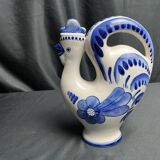 Pitcher bottle hen earthenware white blue USSR 20th century