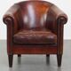 Sheepskin Leather Club Chair in a Cognac Tone