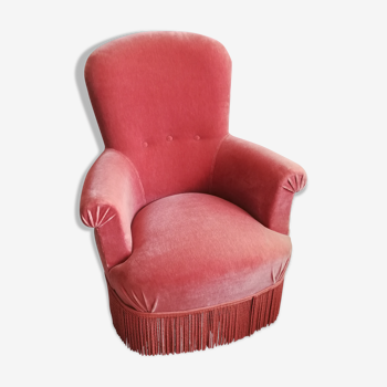 Fauteuil crapaud vieux rose