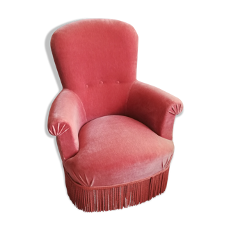 Fauteuil crapaud vieux rose