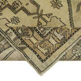 1960s Handmade Rustic Oriental Beige Carpet 115 cm x 222 cm