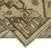 1960s Handmade Rustic Oriental Beige Carpet 115 cm x 222 cm