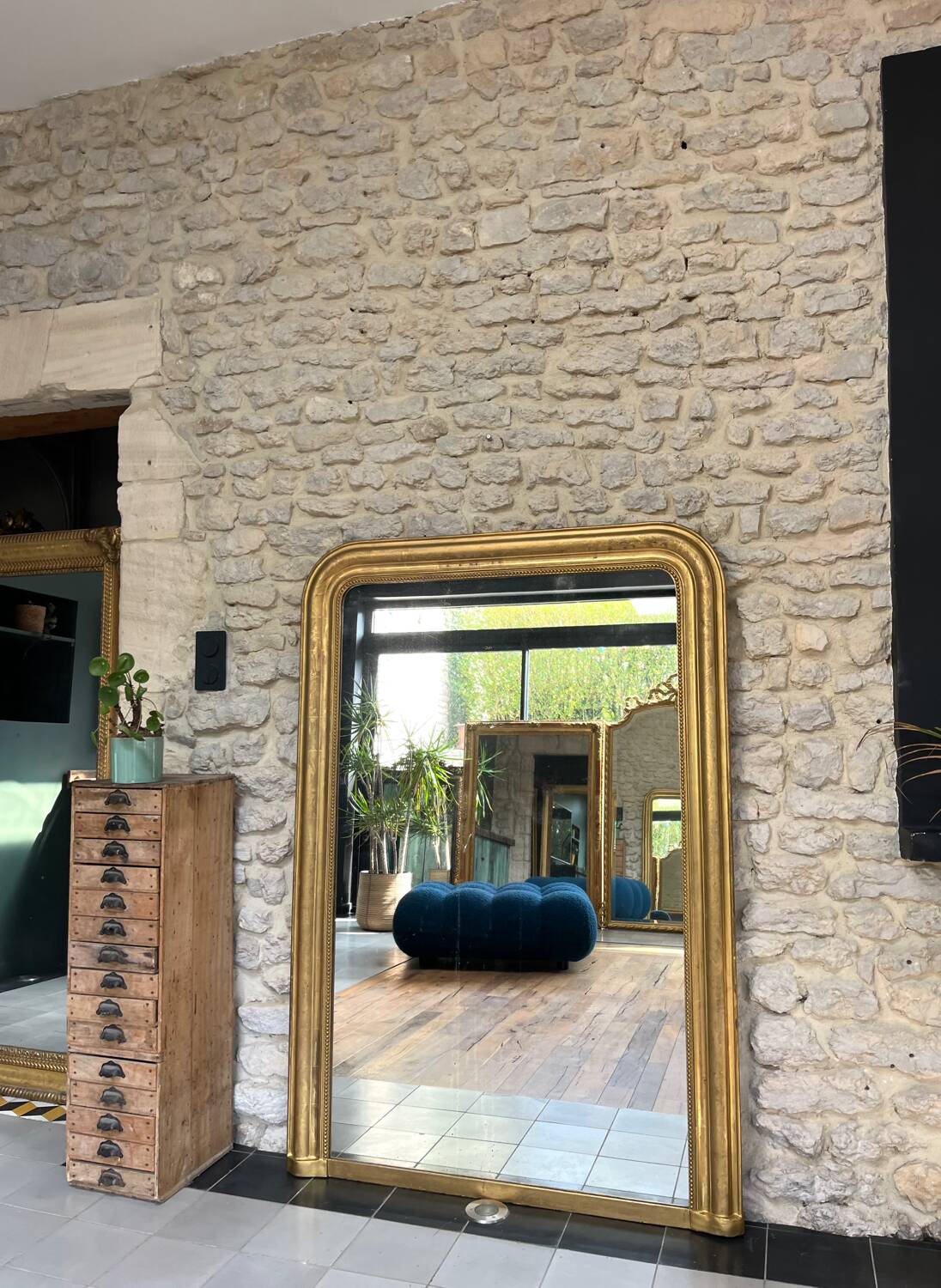 Antique Louis-Philippe mirror 151.5cm/104.5cm gilded with gold leaf