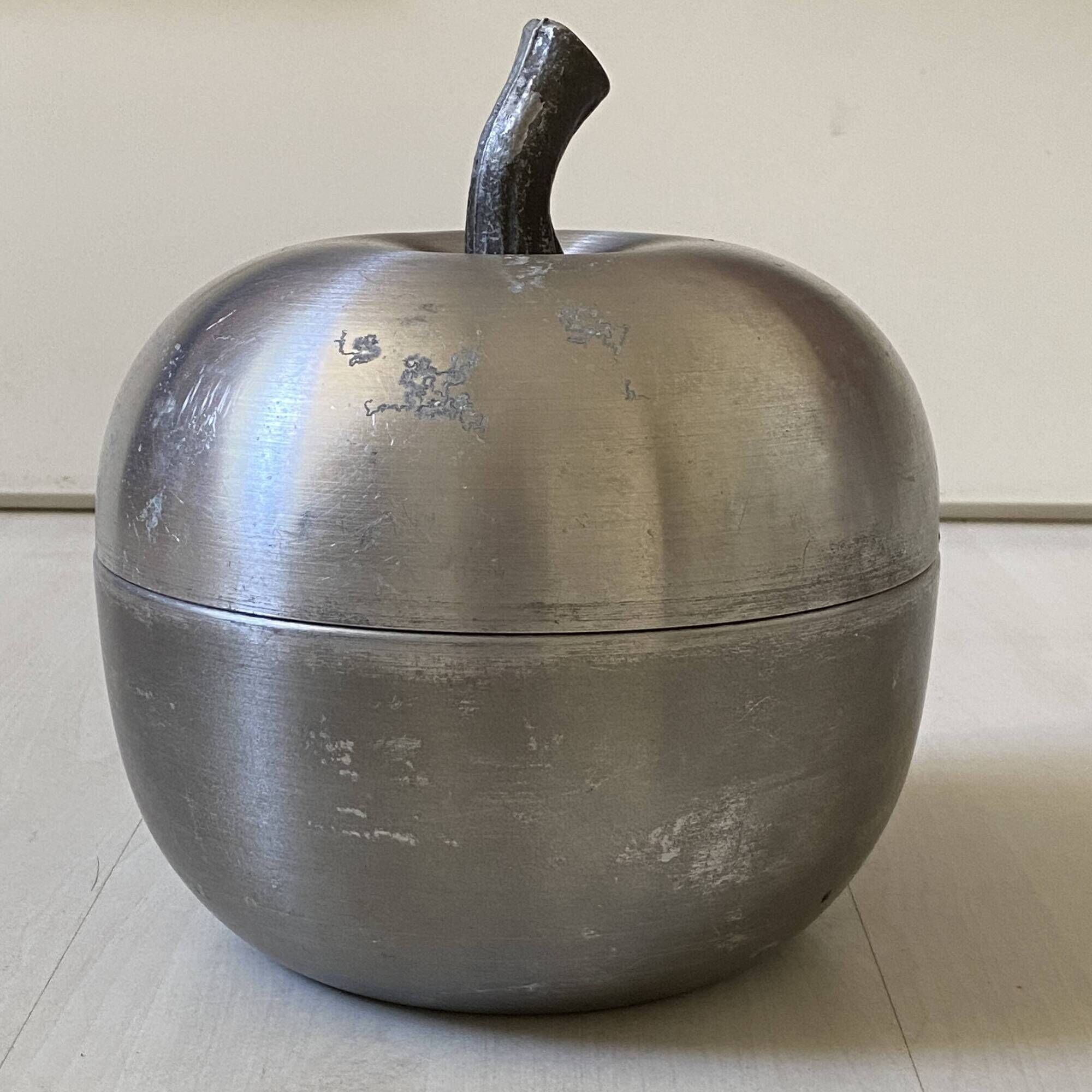 Vintage brushed aluminium ice bucket "Apple" (Made in Italy)