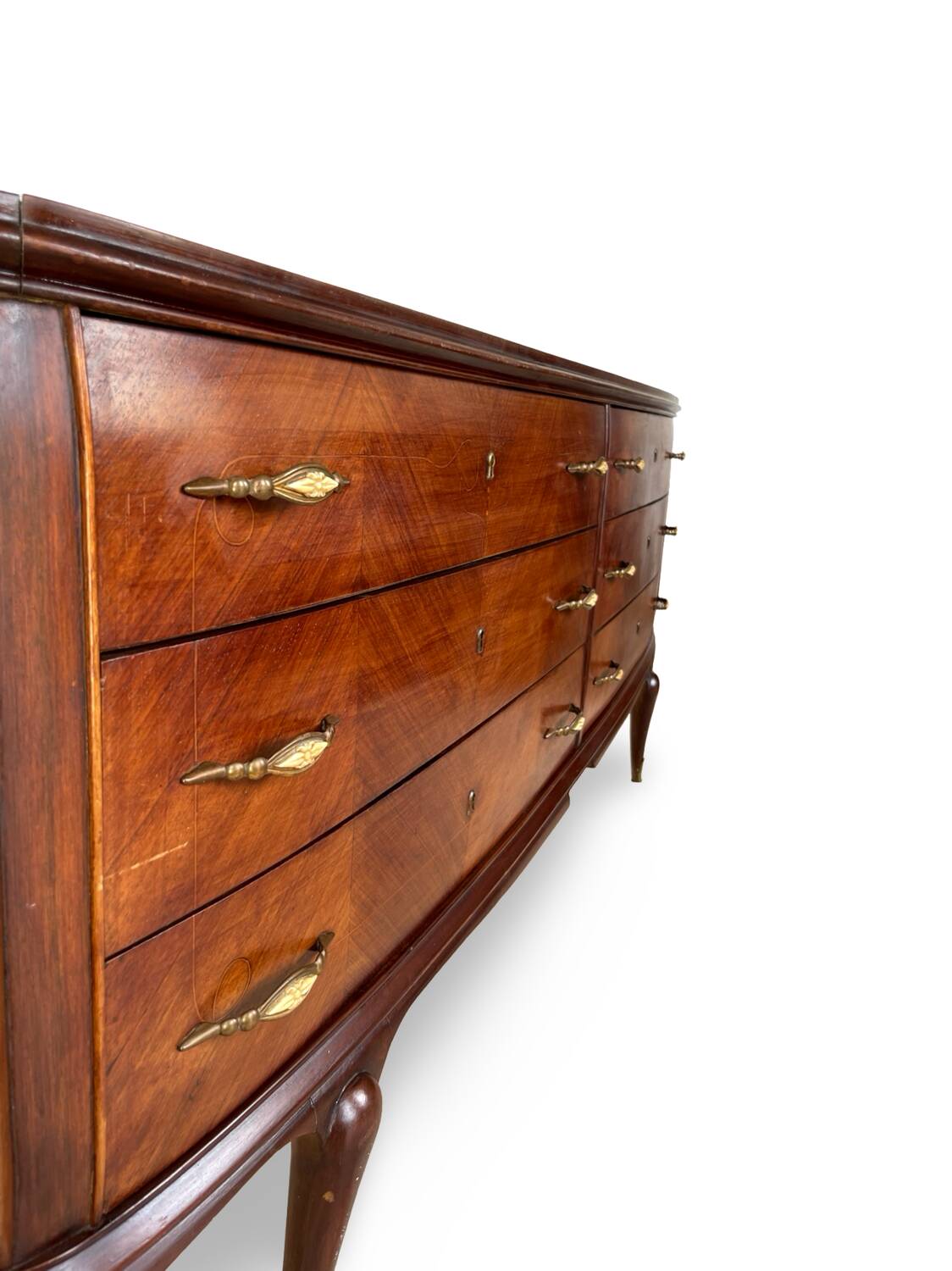 Commode en placage de palissandre avec plateau en onyx vert