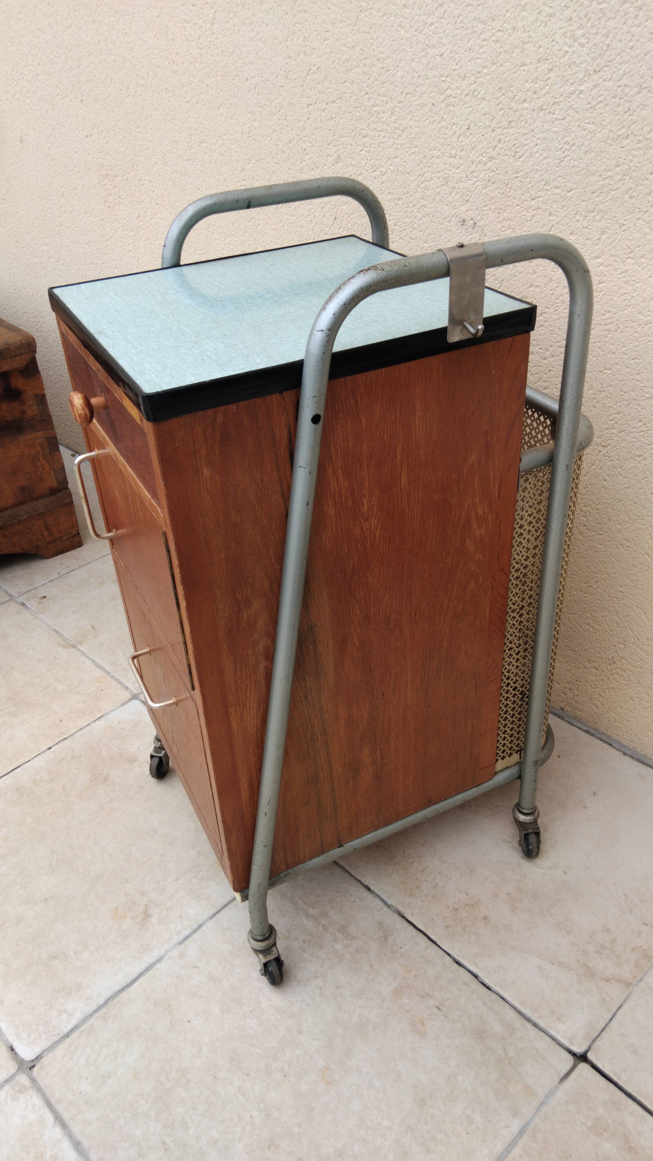 Desserte d'architecte sautereau vintage industriel design année 50