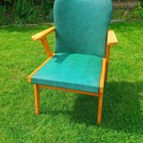 Vintage armchair in wood and skai