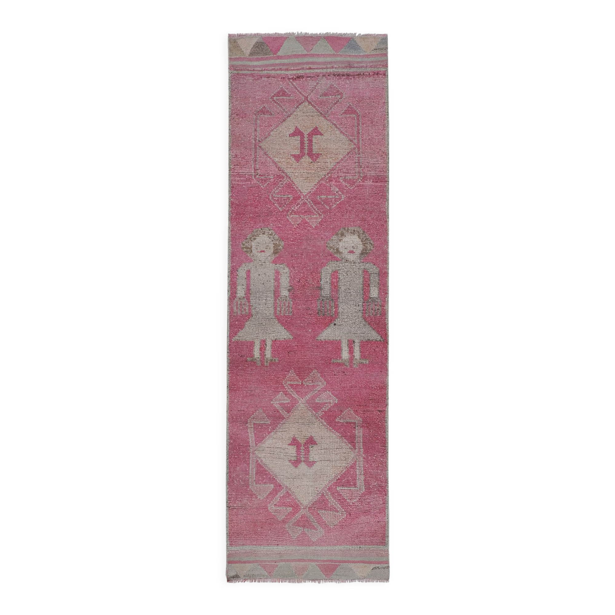 Vintage Turkish rug from Oushak, hand-woven 96x318 cm