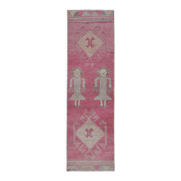 Vintage Turkish rug from Oushak, hand-woven 96x318 cm