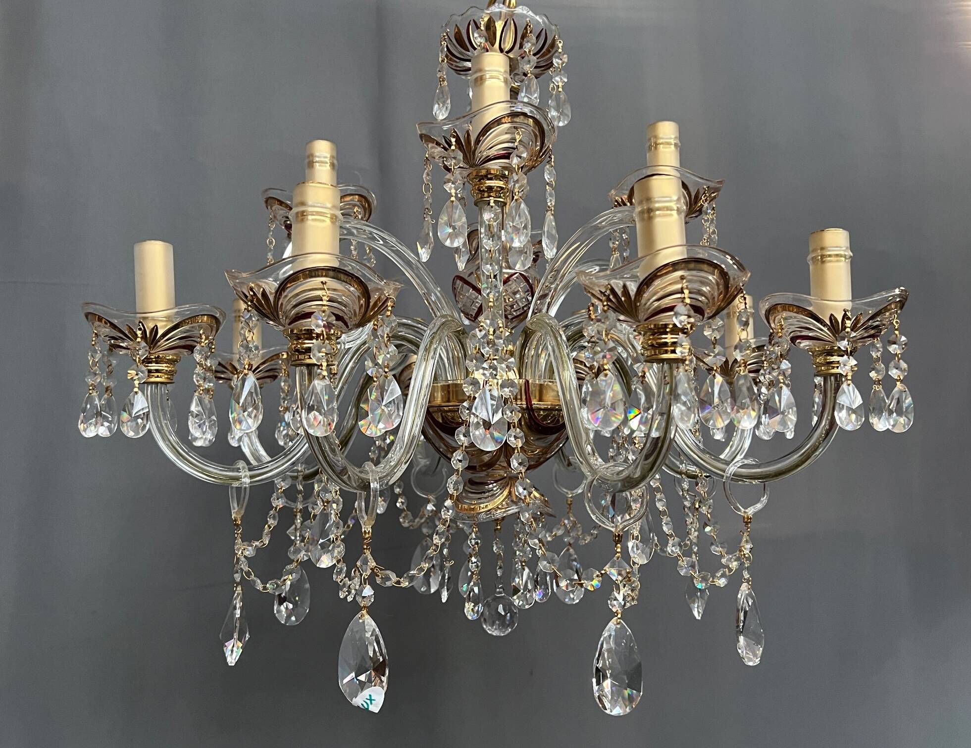 Venetian lustre. Crystal, glass, hand-painted. 12 light points.