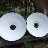 Set of 7 green industrial lamps in good condition, 1970s