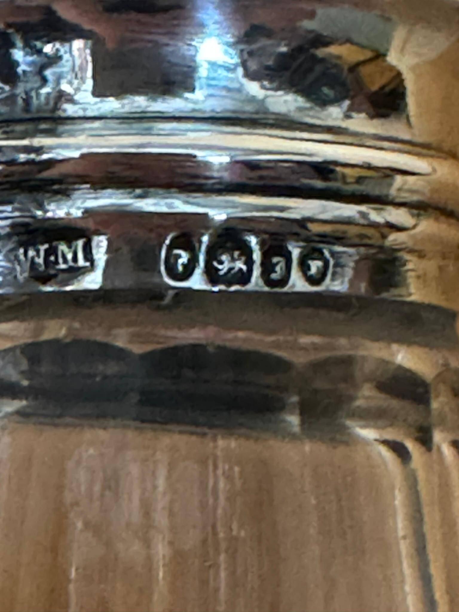 Cut glass sugar bowl and sterling silver by William Moulson 1844