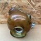 Antique copper & brass ash bucket + porcelain handle