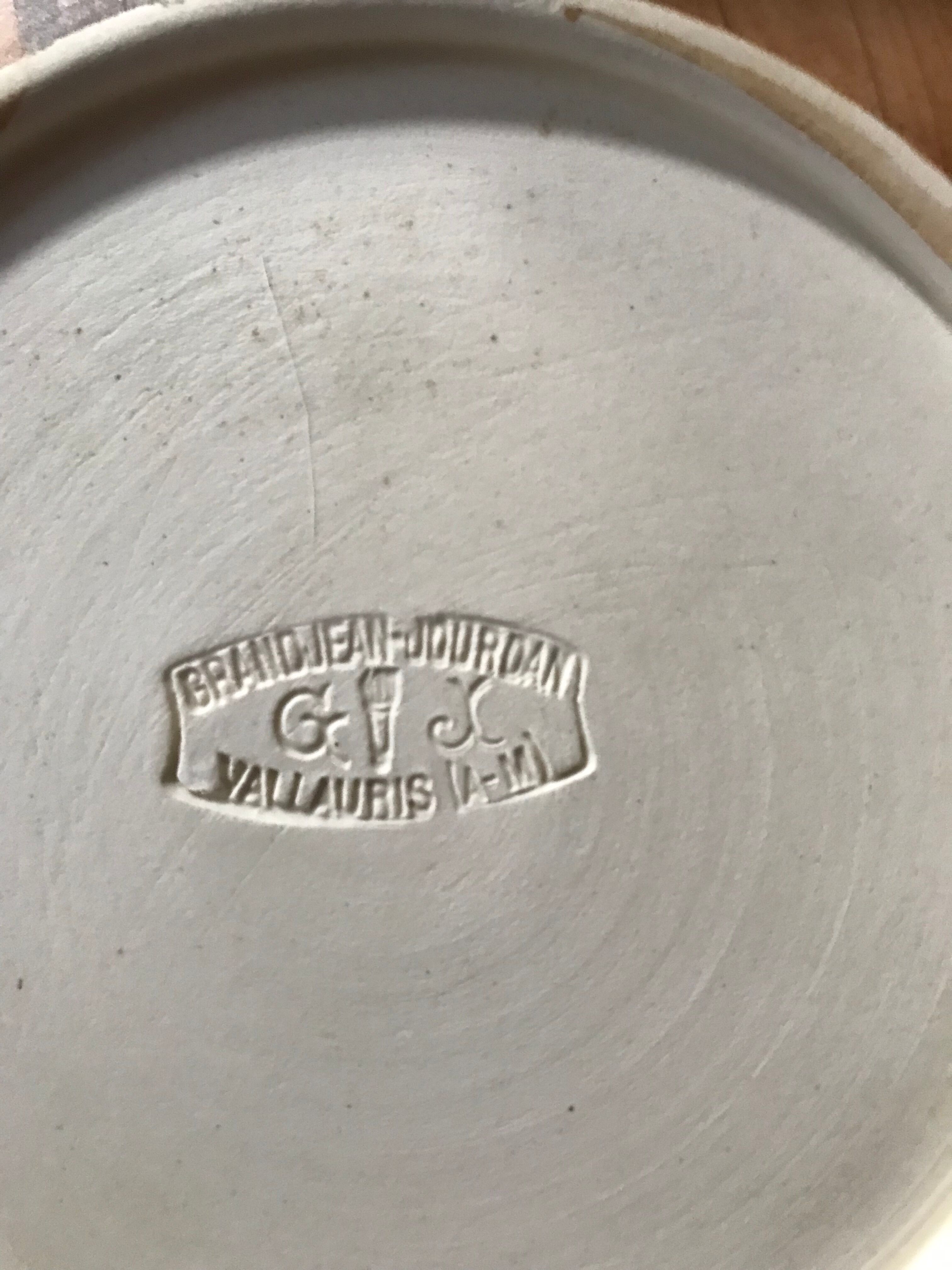 Vallauris imitation faux bois ceramic tableware service signed Grandjean-Jourdan