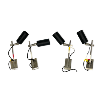 Lot de 4 projecteurs orientables Gloria édités par Stilux Milano