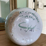 Signed ceramic bottle vase, cherry blossoms, 70s