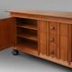 Art Deco brutalist Belgian Oak and Brass Sideboard, 1940s