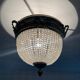 Ceiling light basket old 19th brass and faceted glass beads