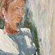 Painting signed pastel female portrait “light in the garden”
