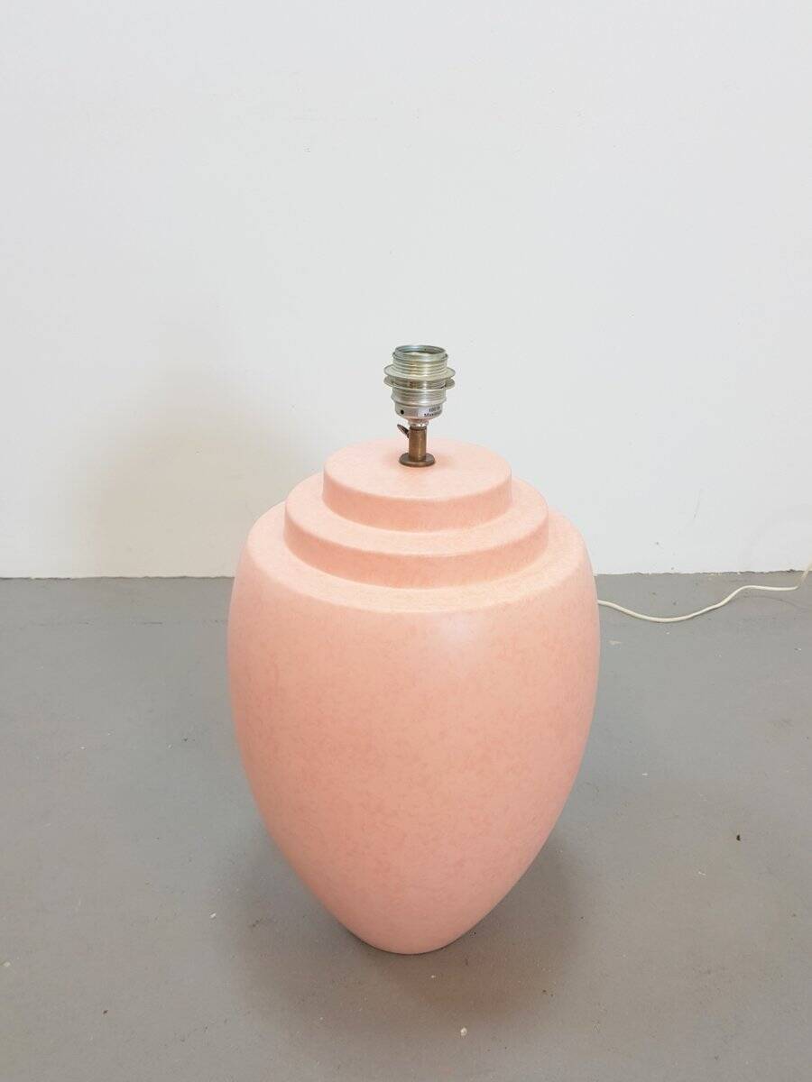 Large Pink Ceramic Table Lamp from Kostka, France, 1970s