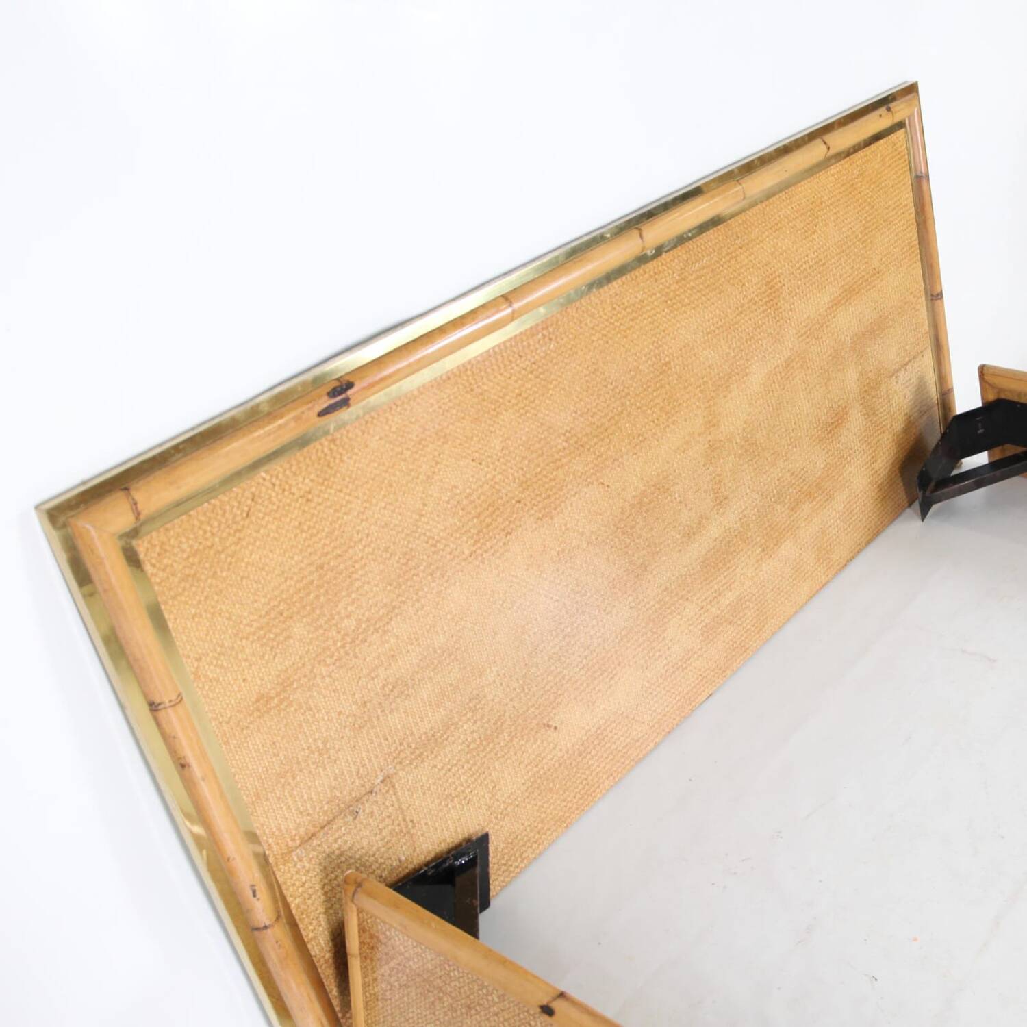Lit vintage en laiton et bambou