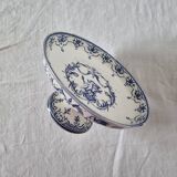 Plat compotier ancien moustiers jules vieillard bourdeux sur socle, fin 19è