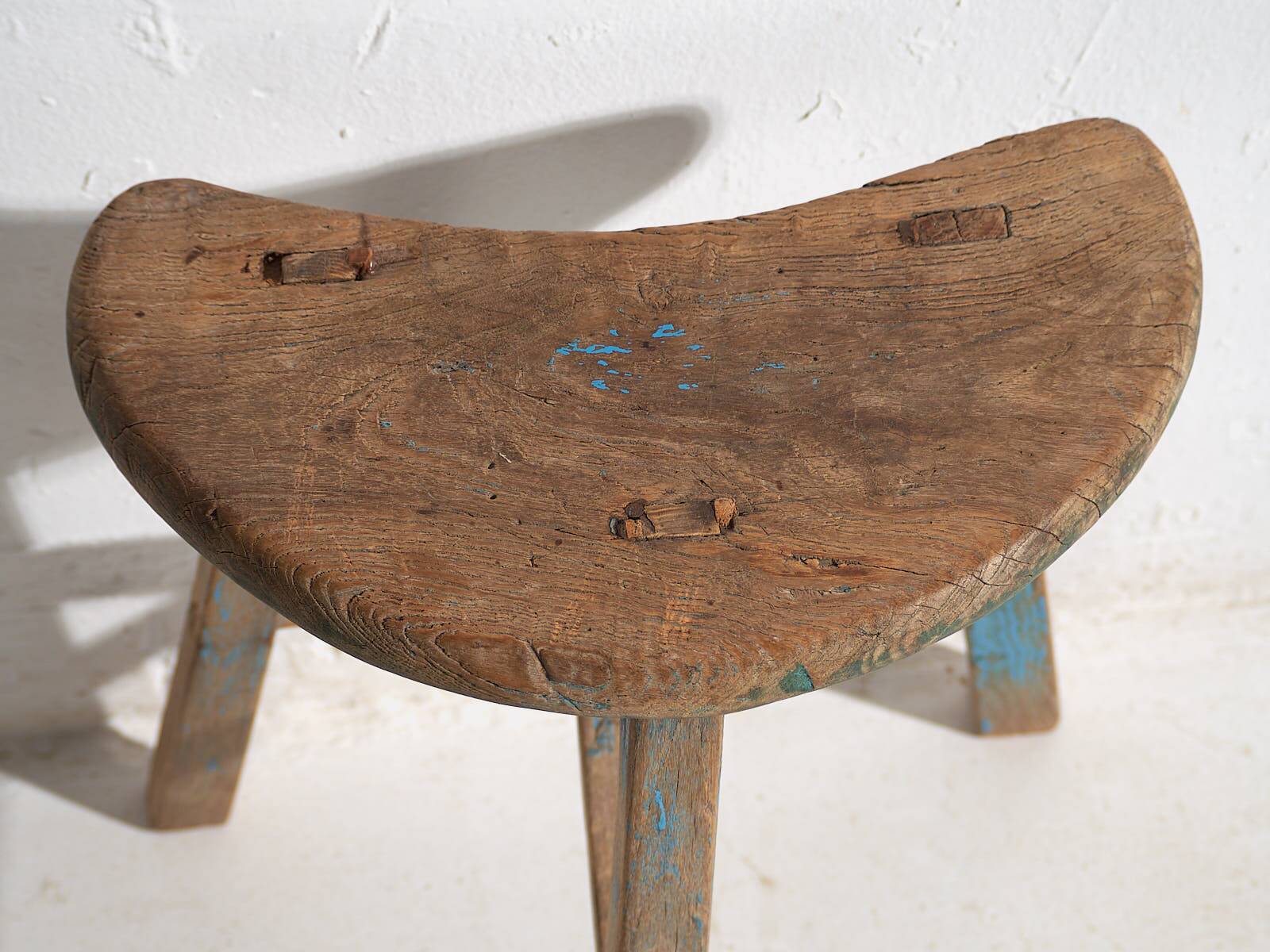 Antique solid wood stool (c.1900) #7