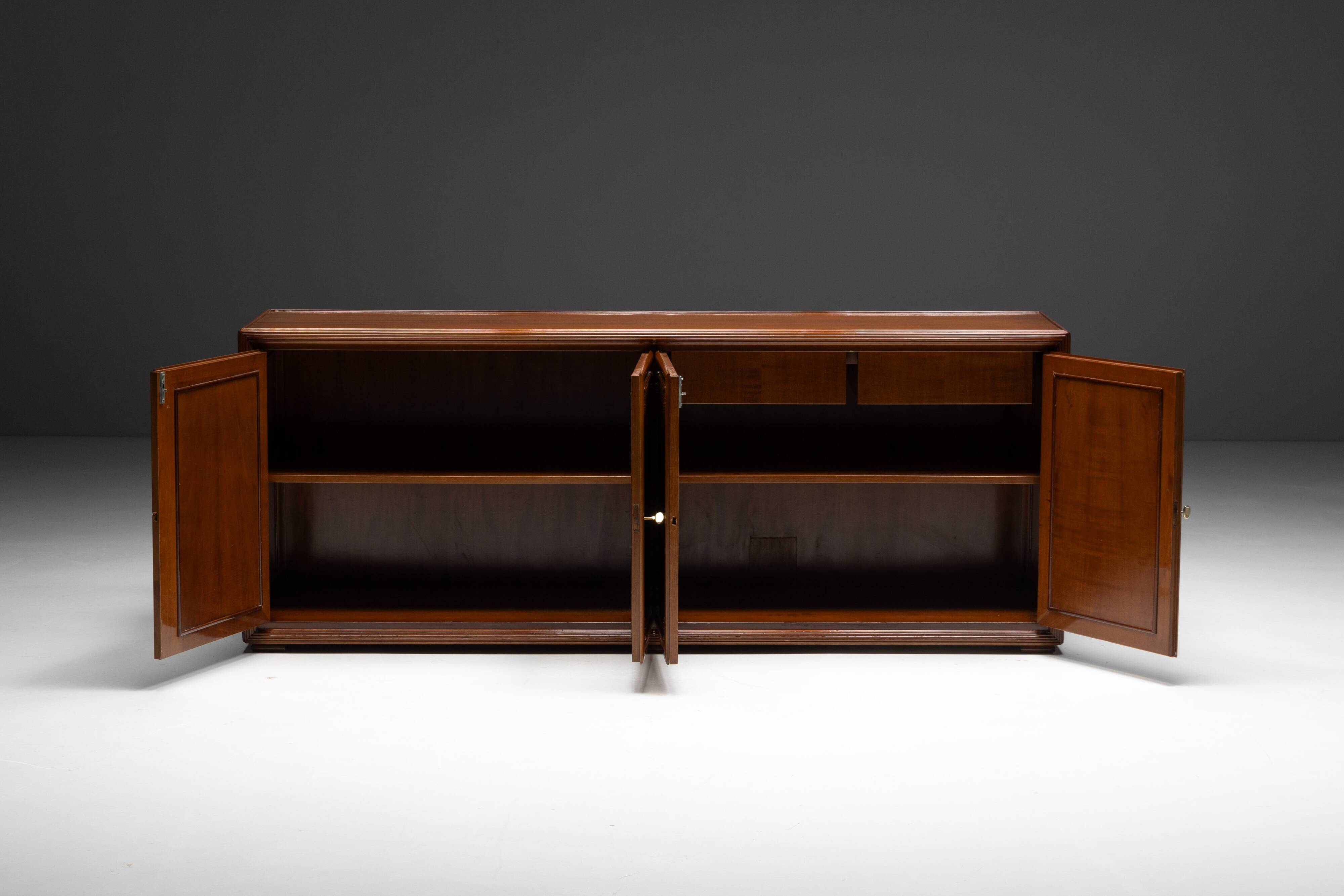 Architectural modernist sideboard, France, mid-20th century
