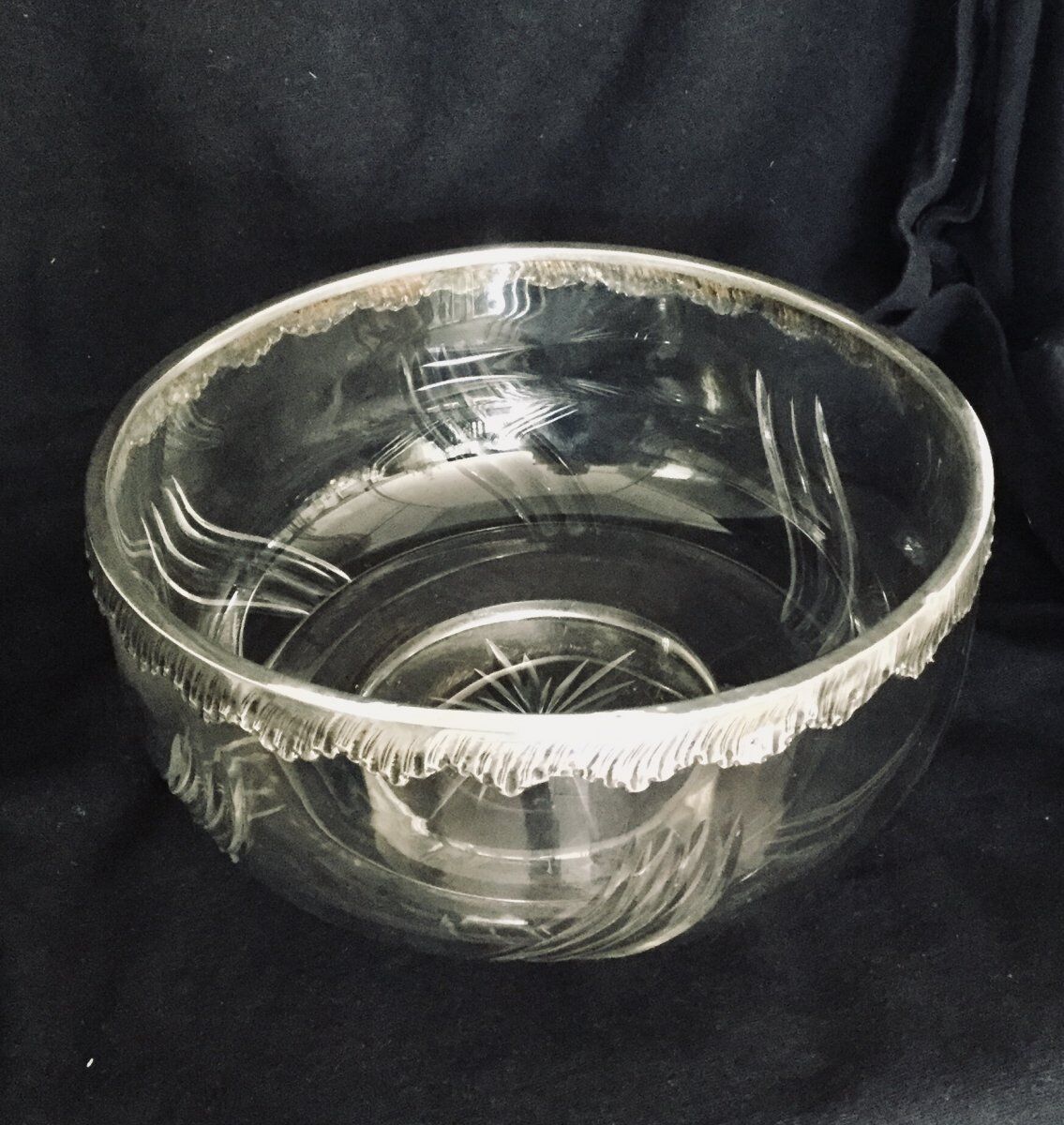 Saladier en cristal et argent