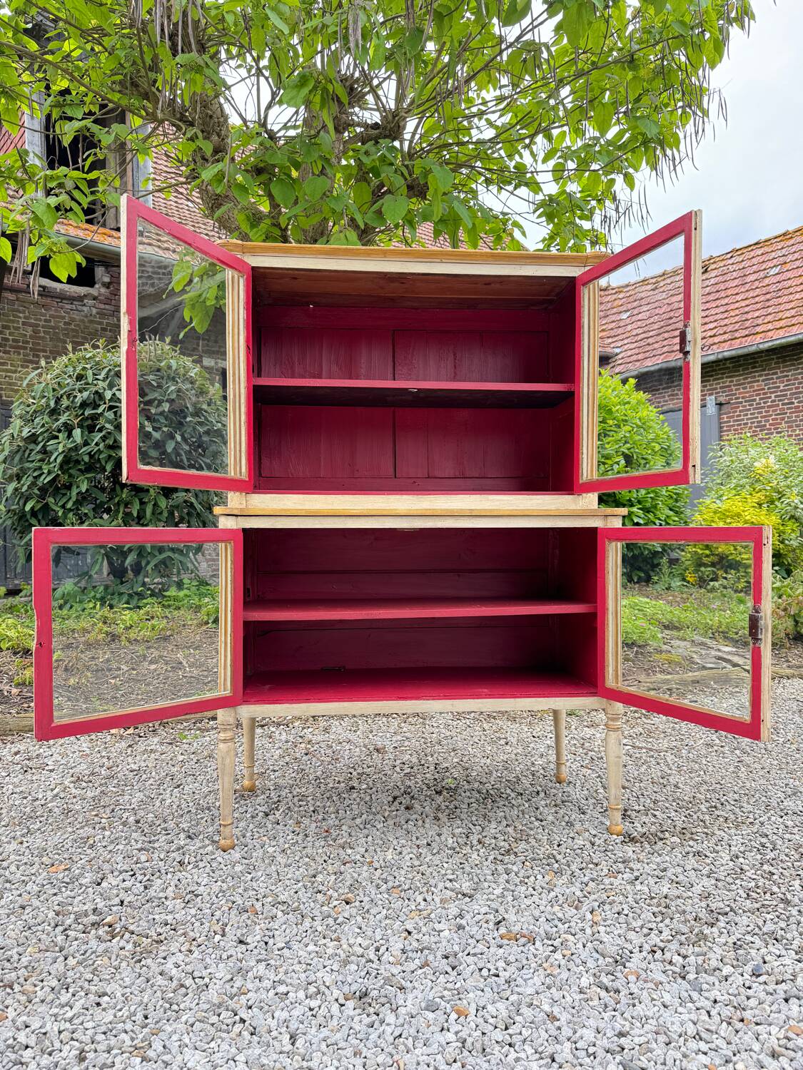 Louis xvi xviii eme century painted wood showcase