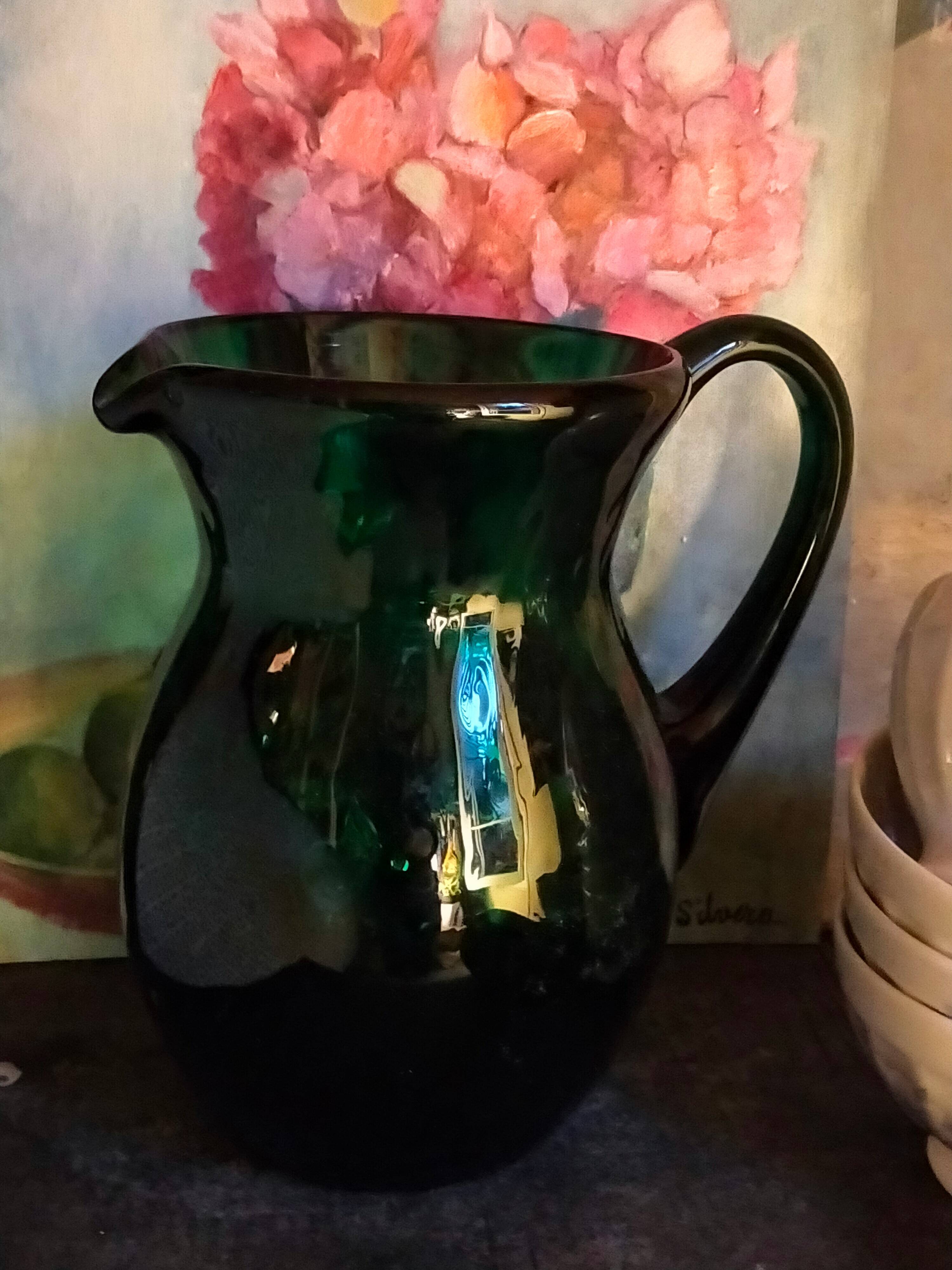 Vintage Empoli blown glass jug