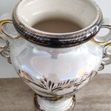 Pair of peacock vases by Hubert Bequet - Pearly ceramic - Belgium - 60s