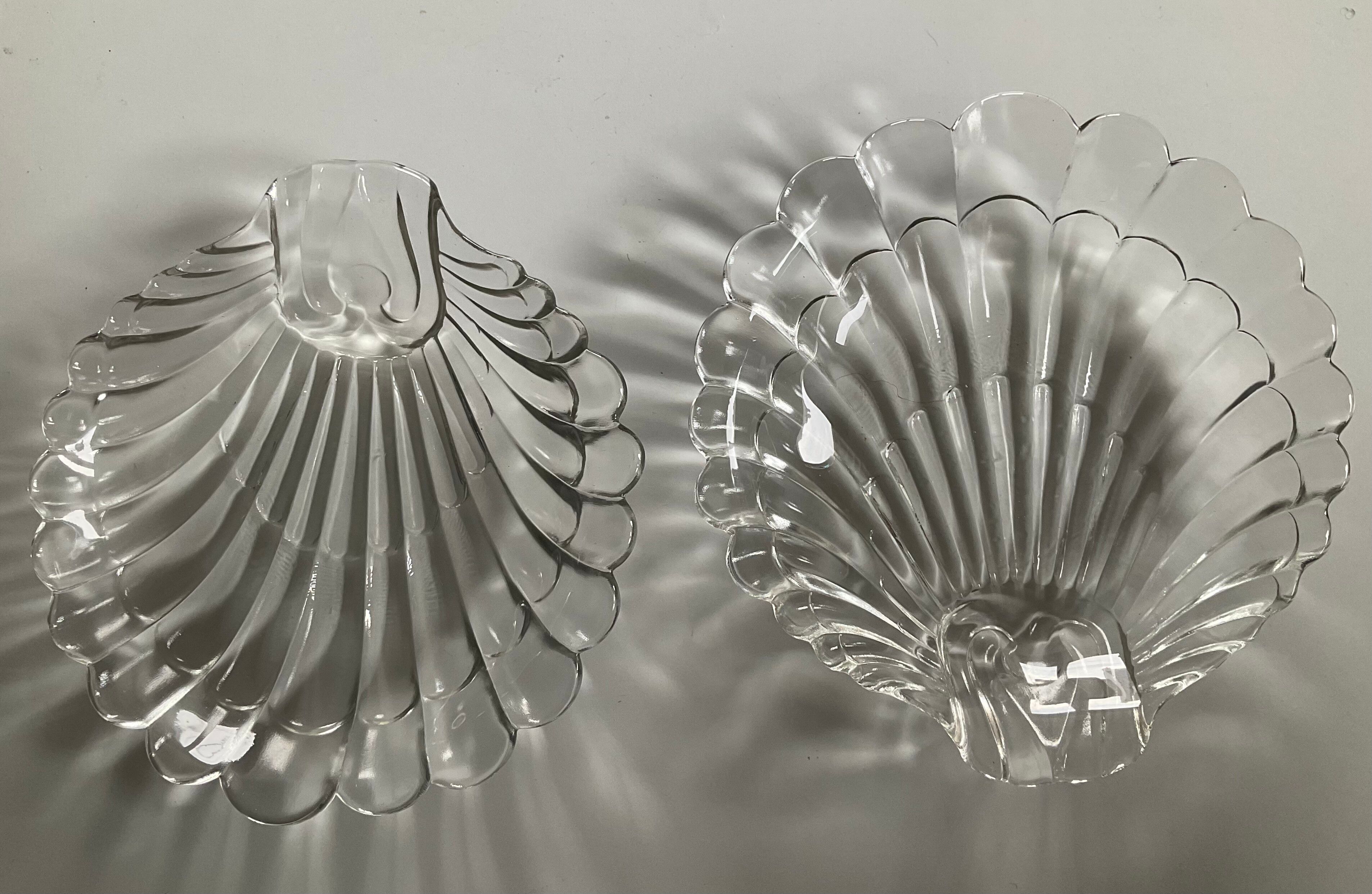 Pair of vintage shell glass trinket dishes