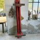1950s oak bench with red patina, 2m
